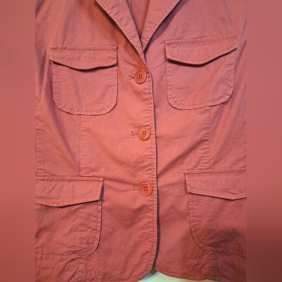 Talbots 10 petite lightweight cotton blazer jacket berry women's - Picture 2 of 6